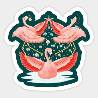 Pink Flamingo Tropical Paradise Christmas Tree Sticker